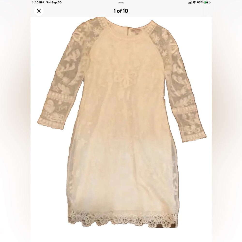 Juicy Couture ivory lace dress long sleeve 6